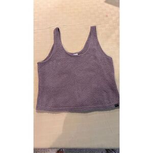 PINK Victoria's Secret Women's Fluffy  Tank Crop Top Sleep Shirt Purple Size XL